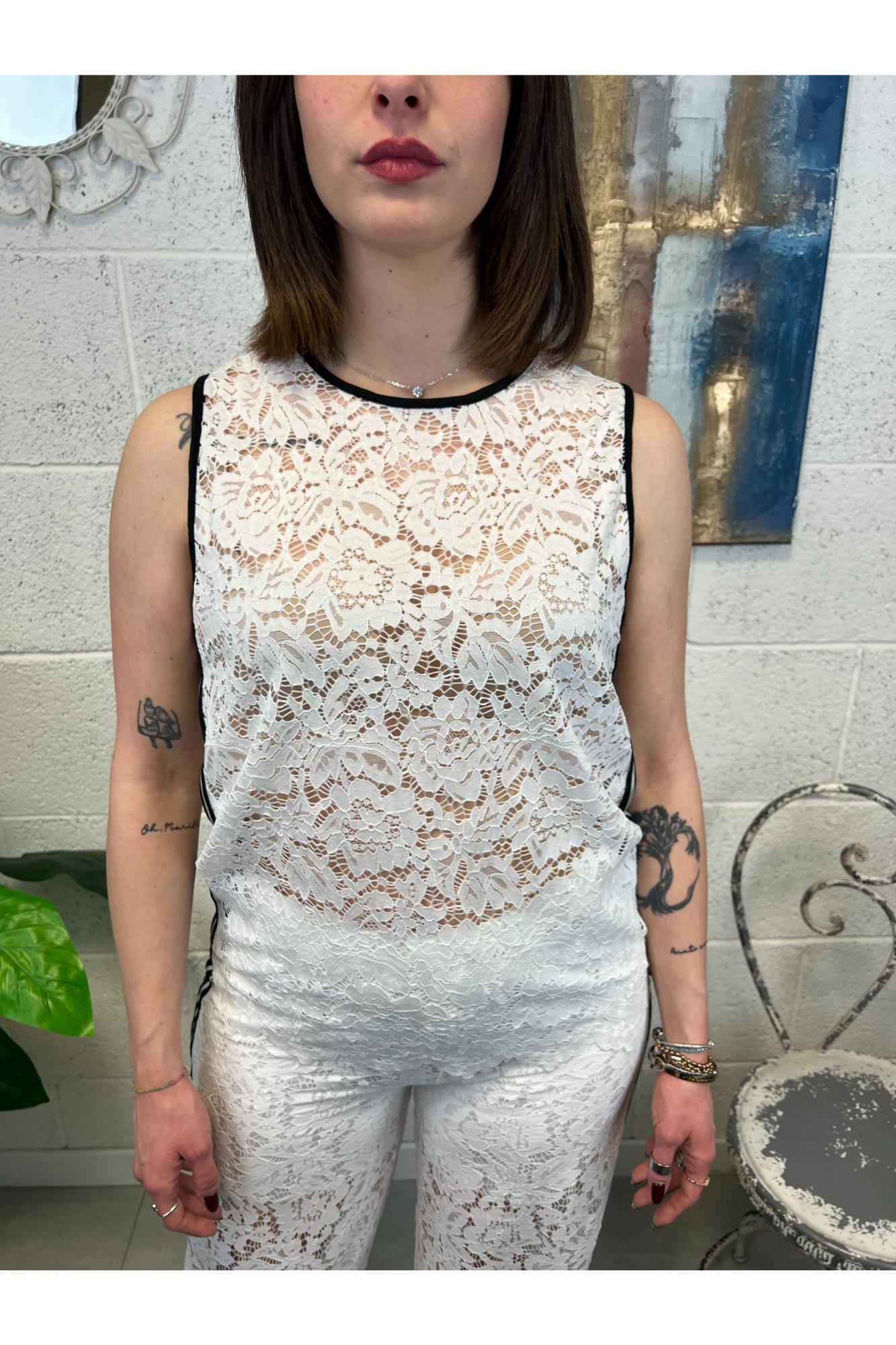 SUSY MIX smanicato di pizzo Bianco