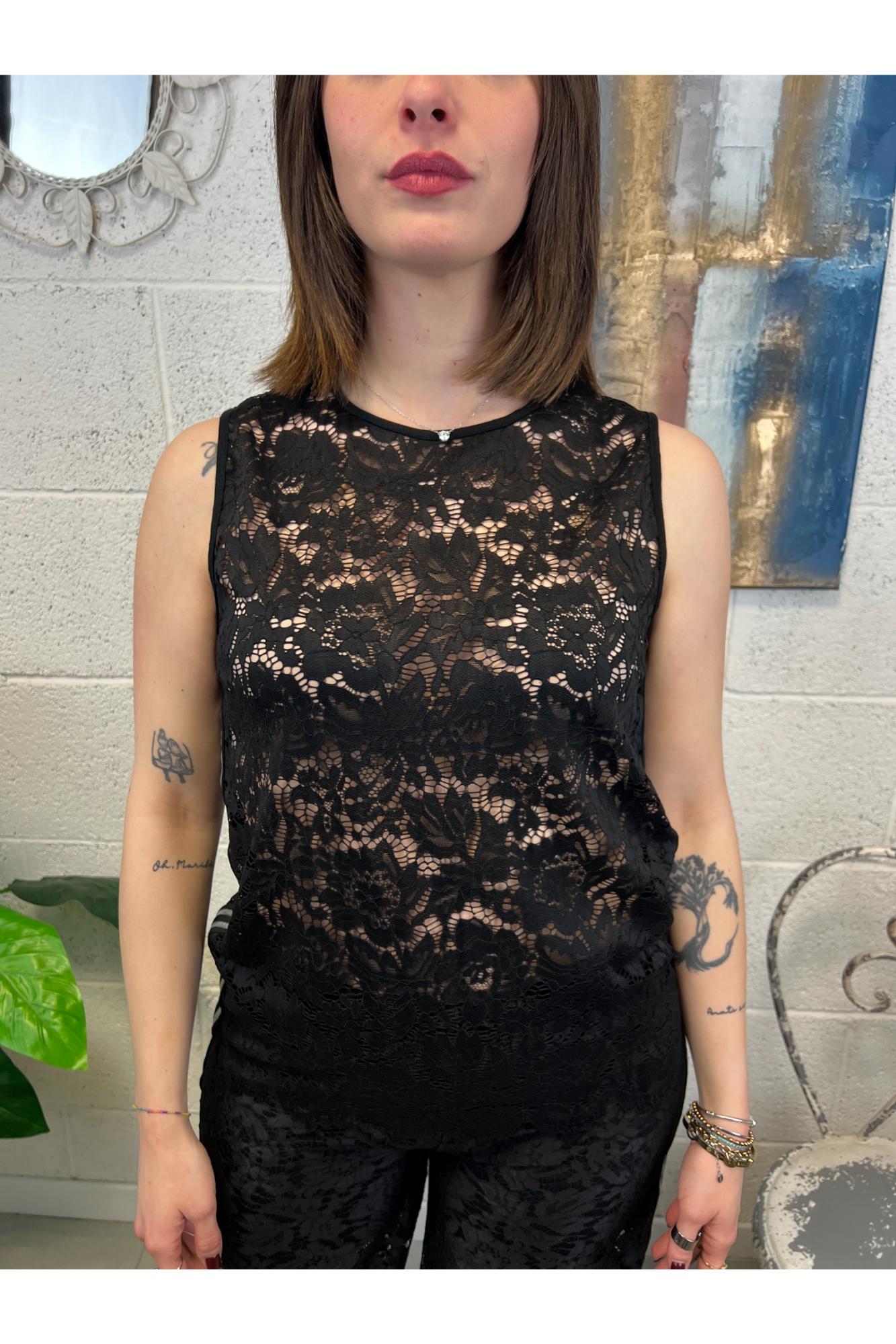 SUSY MIX smanicato di pizzo Nero