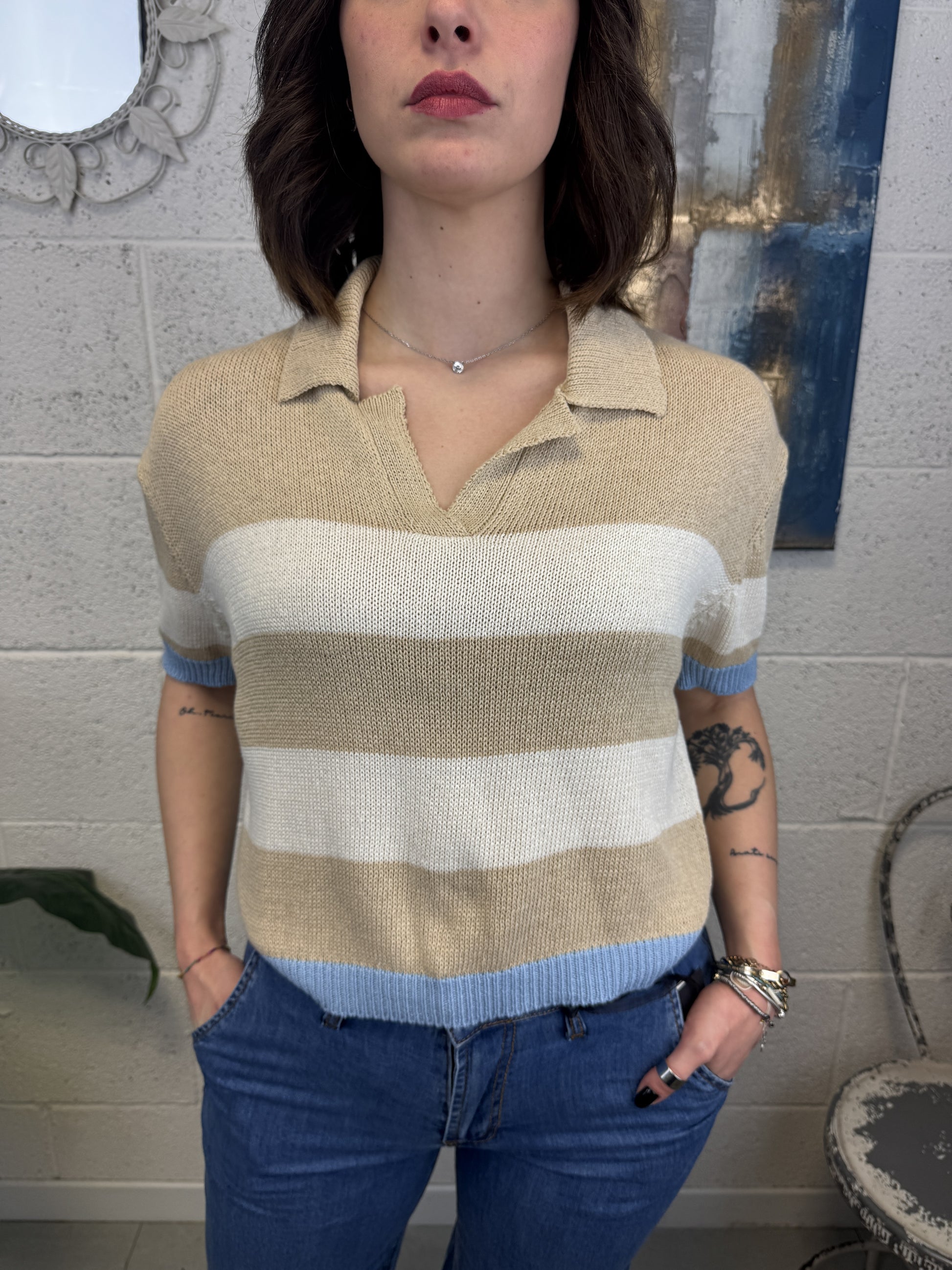 METOO Camicia ricamata Metoo Blu