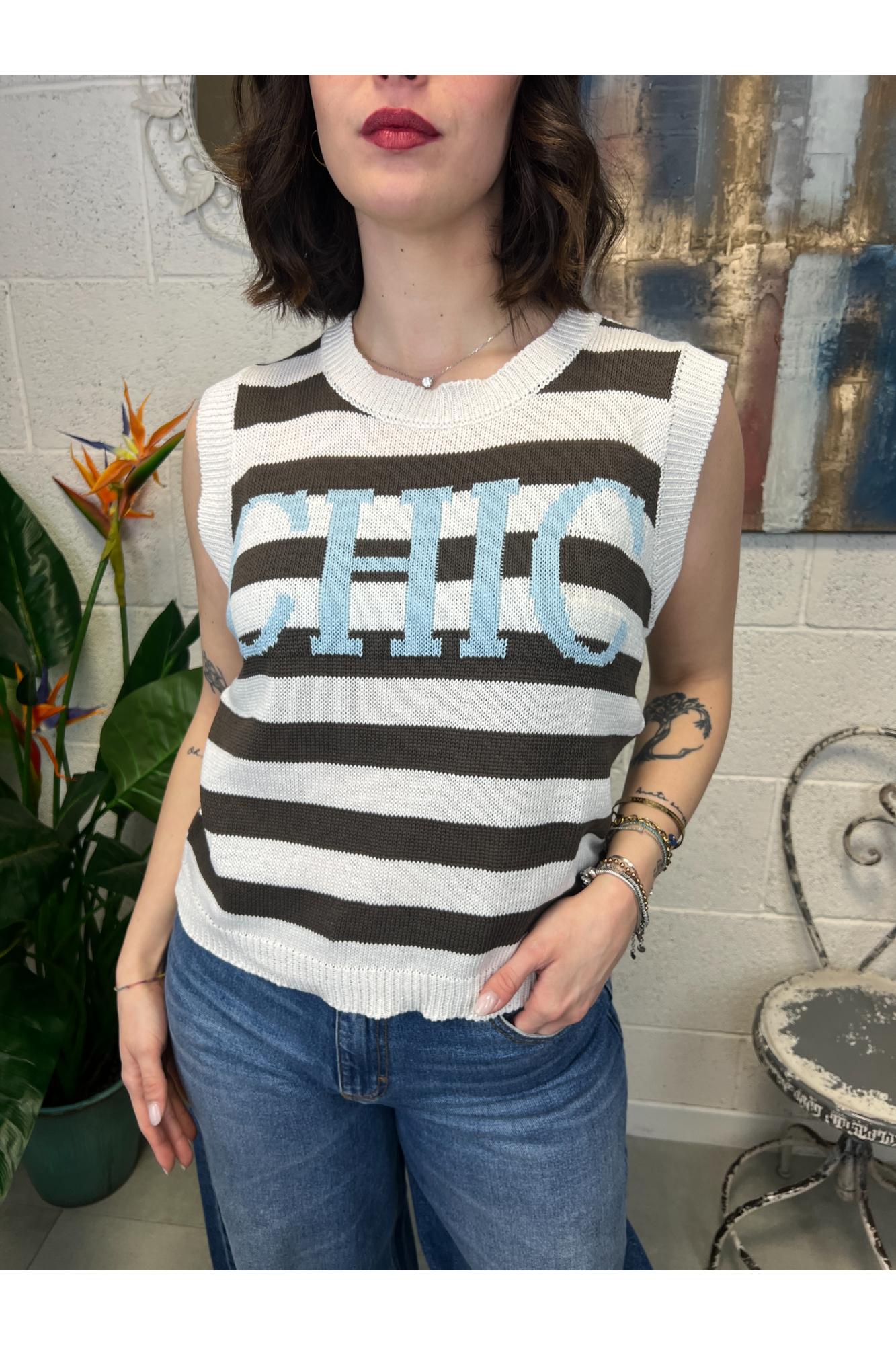 SUSY MIX Gilet con scritta Susy mix Moro