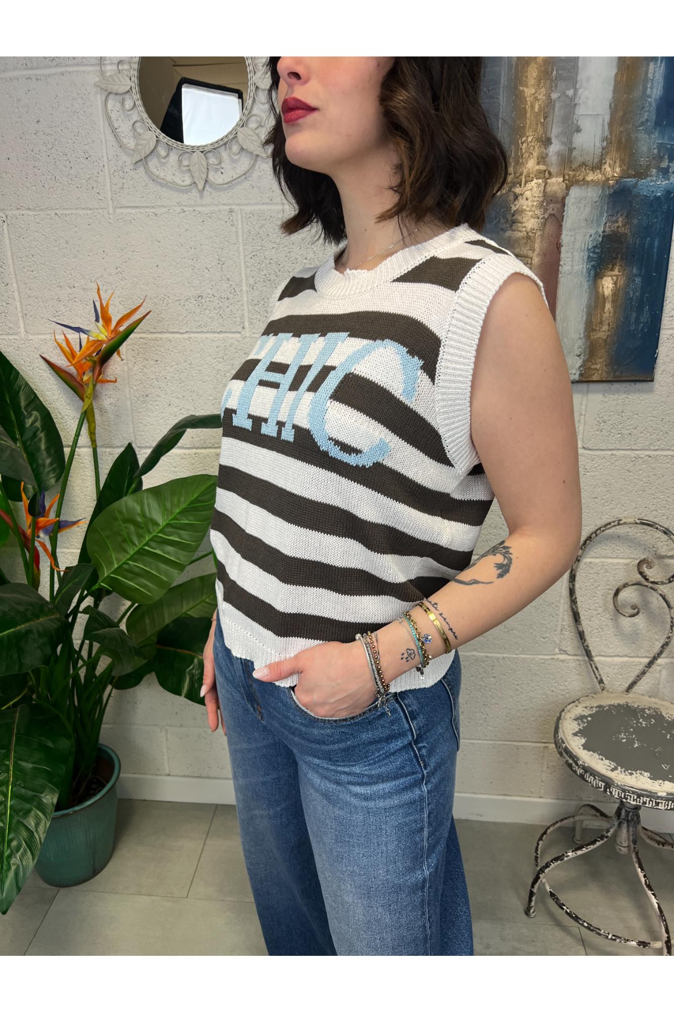 SUSY MIX Gilet con scritta Susy mix Moro