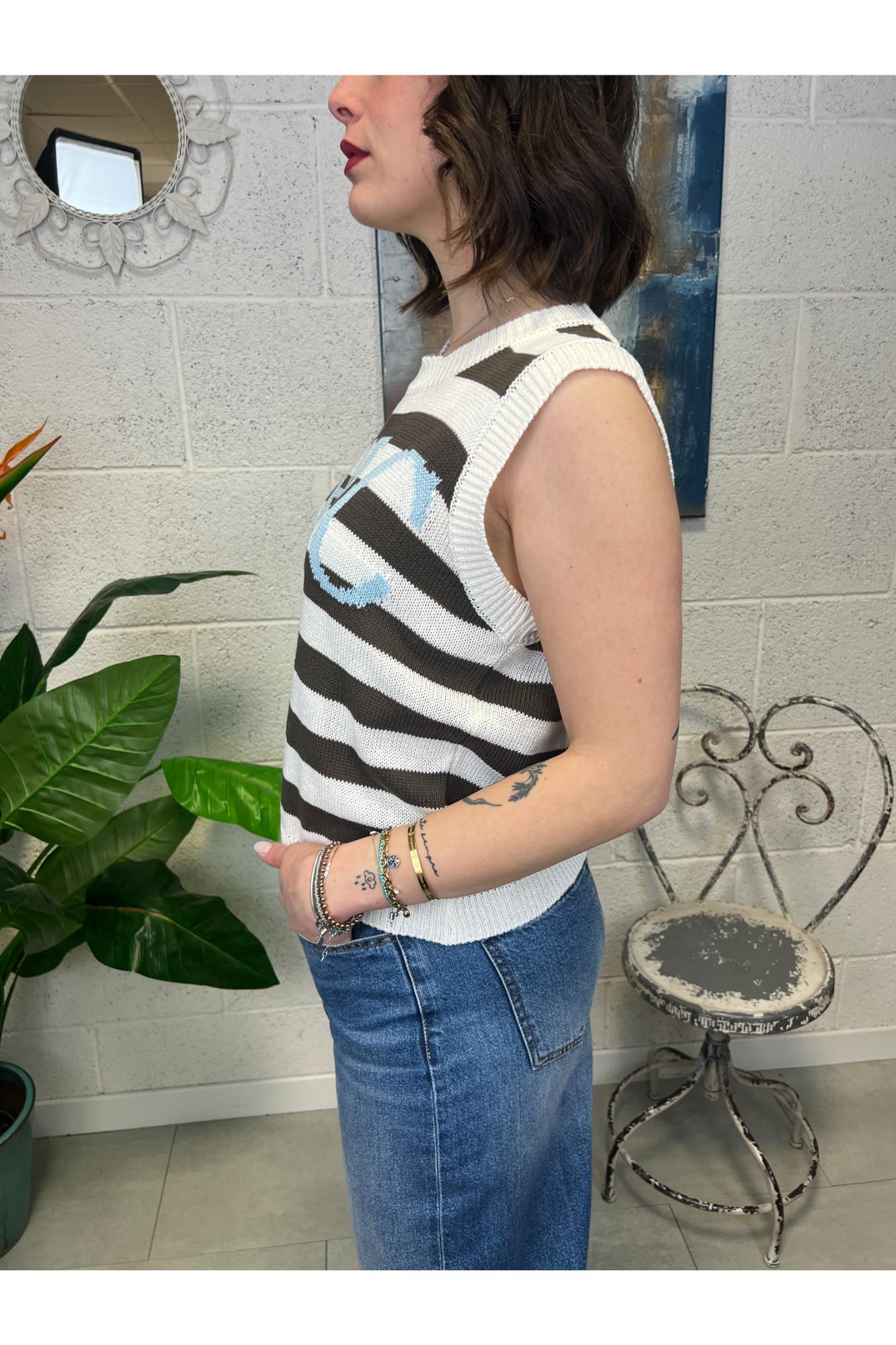 SUSY MIX Gilet con scritta Susy mix Moro