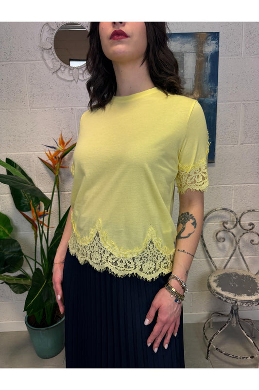 SUSY MIX T-shirt con pizzo Susy mix Giallo