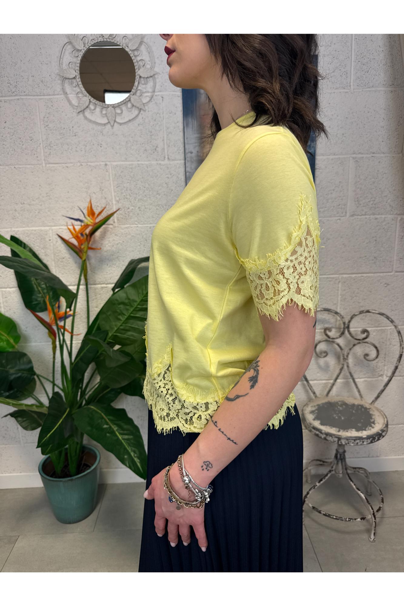 SUSY MIX T-shirt con pizzo Susy mix Giallo