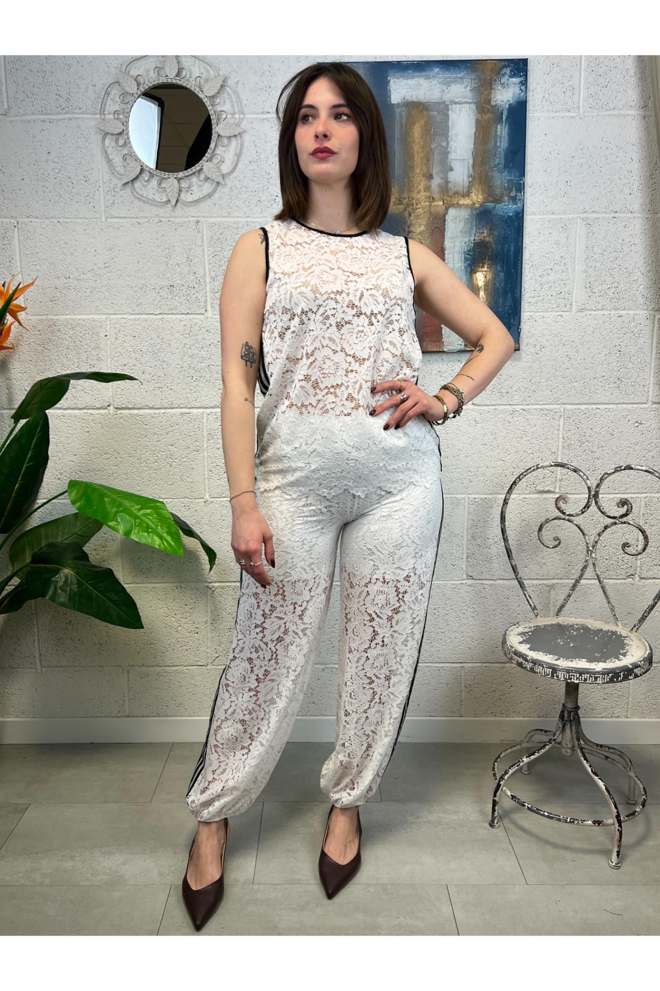 SUSY MIX Pantalone di pizzo Susy mix Bianco