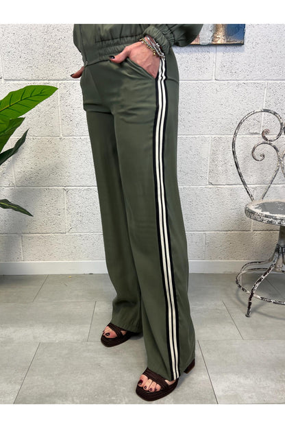 SUSY MIX Pantalone bande laterali Susy mix Verde
