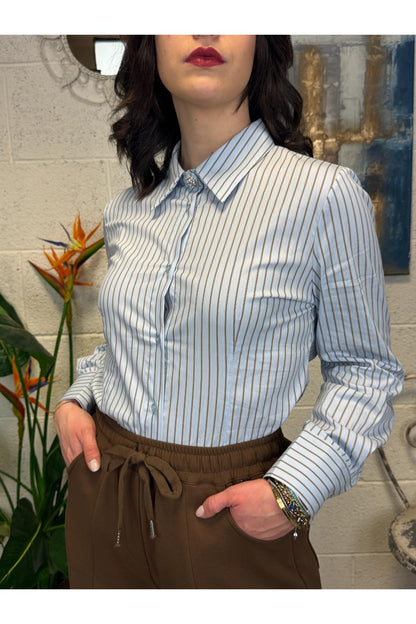 SUSY MIX Camicia rigata Susy mix Celeste