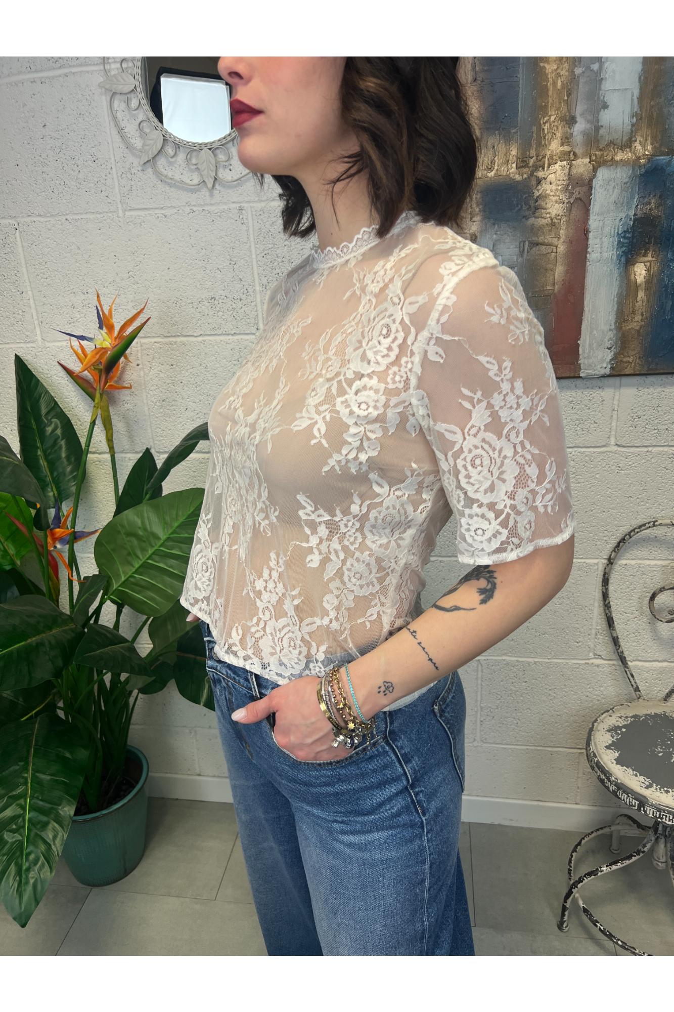 SUSY MIX Maglia in pizzo Susy mix Crema