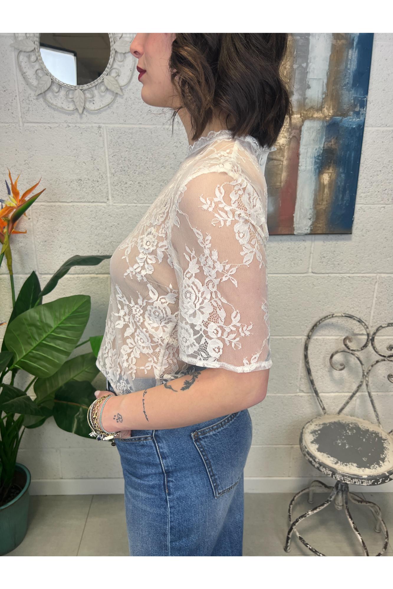 SUSY MIX Maglia in pizzo Susy mix Crema