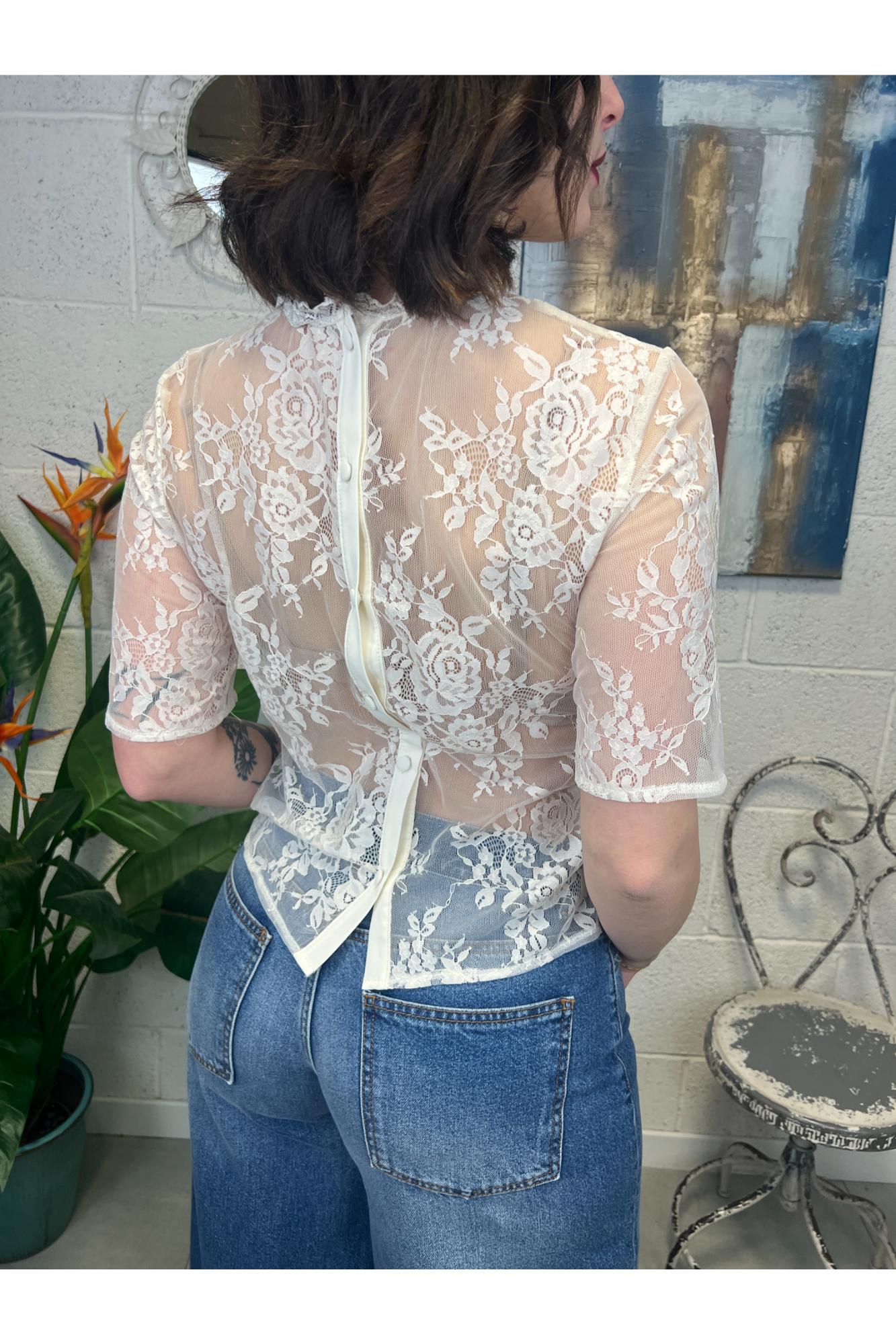 SUSY MIX Maglia in pizzo Susy mix Crema