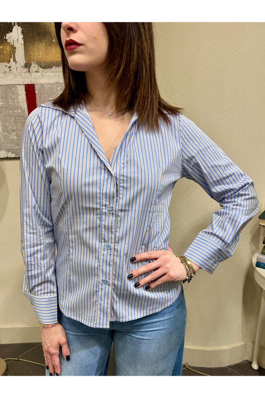 SUSY MIX Camicia bachettata Susy mix Celeste