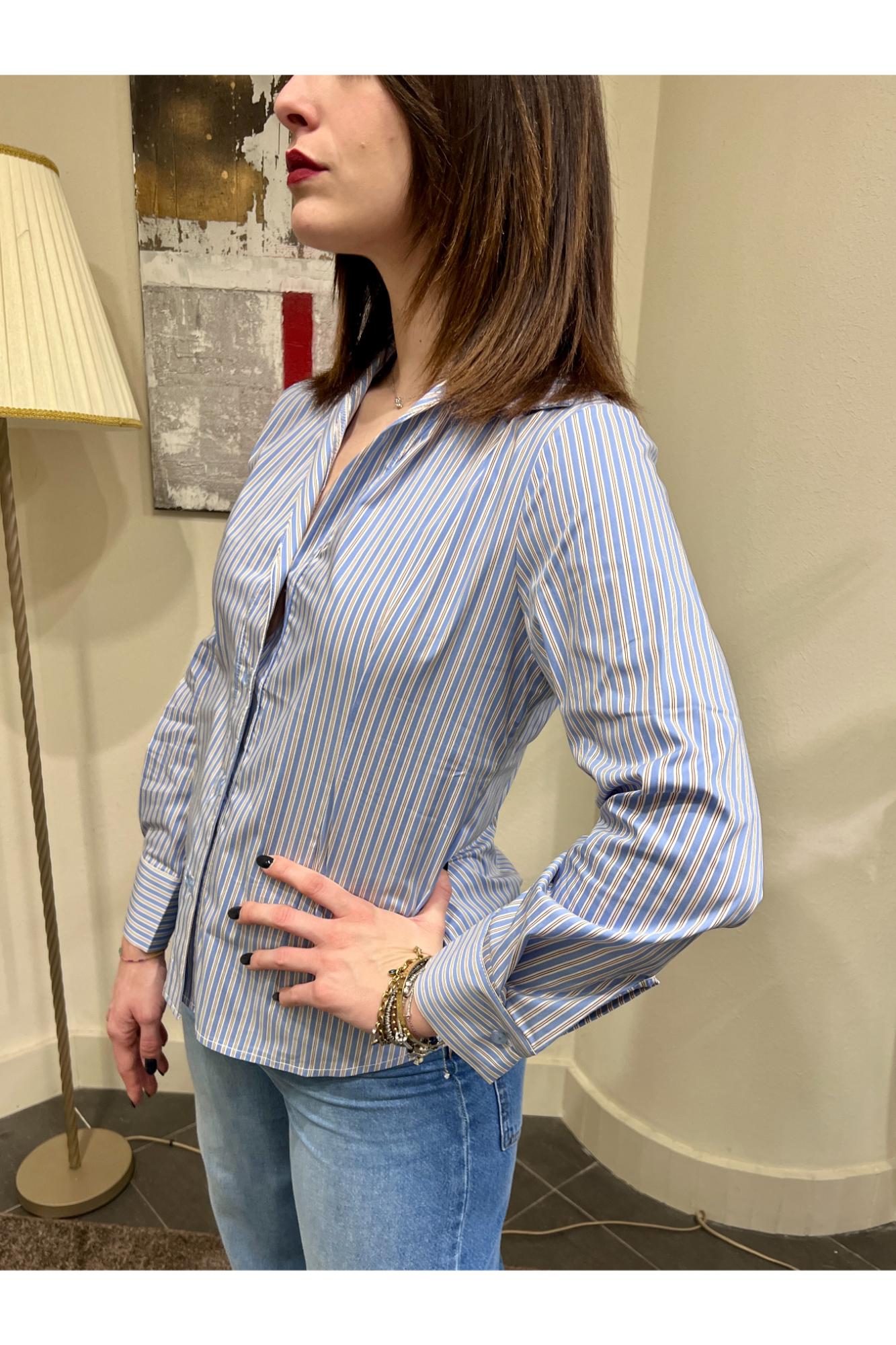 SUSY MIX Camicia bachettata Susy mix Celeste