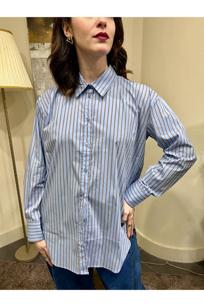SUSY MIX Camicia bachettata Susy mix Celeste