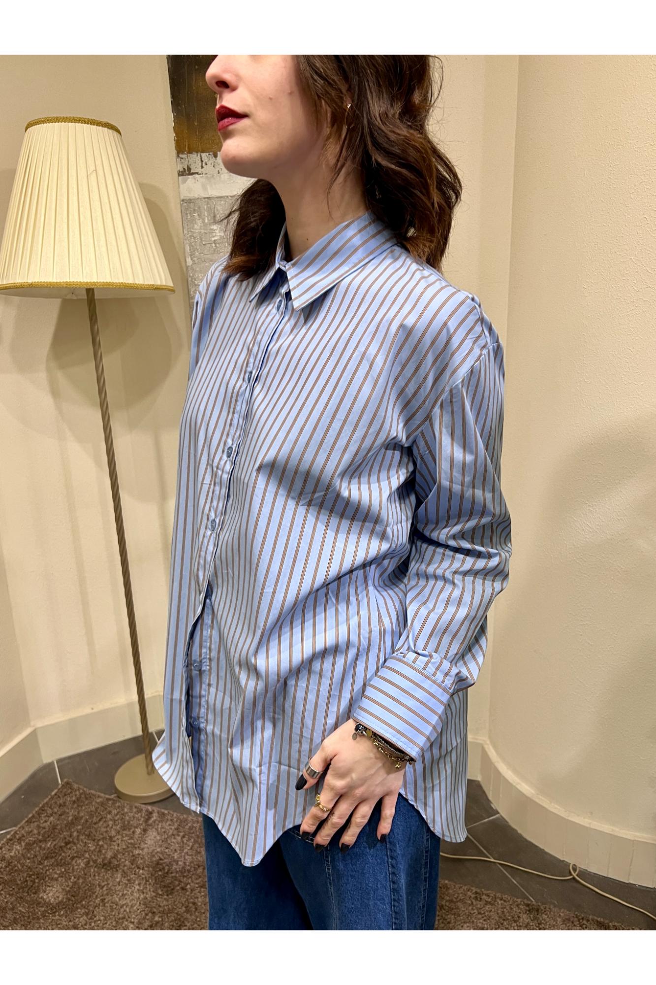 SUSY MIX Camicia bachettata Susy mix Celeste
