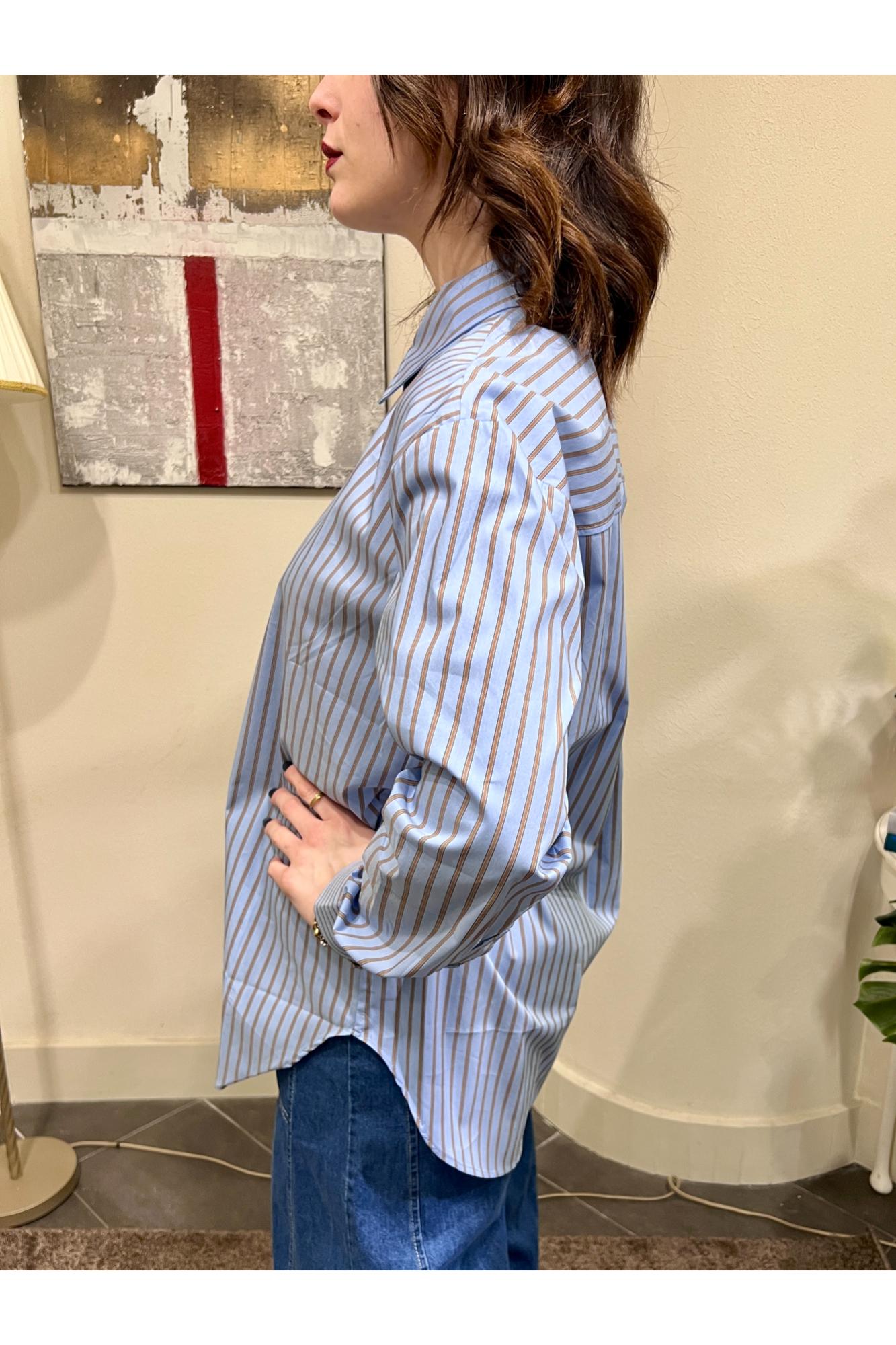 SUSY MIX Camicia bachettata Susy mix Celeste