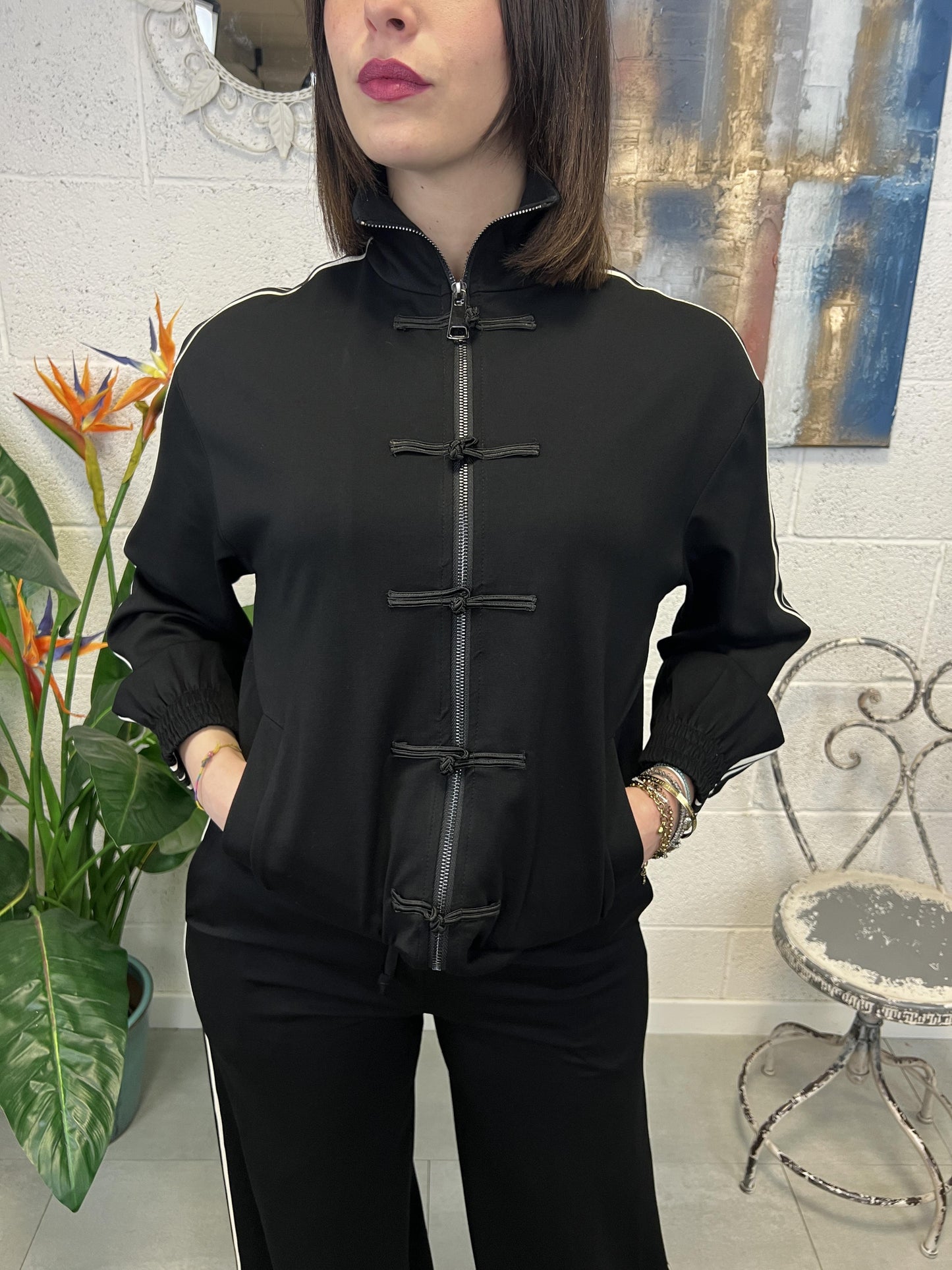 SUSY MIX Giacca zip alamari Susy mix Nero