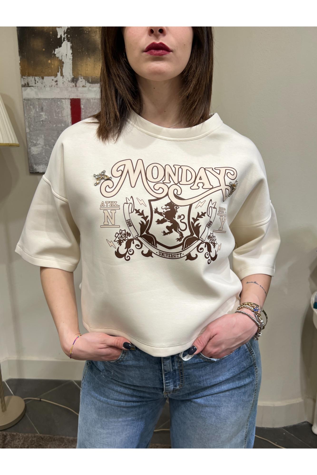 SUSY MIX Felpa con scritta Susy mix Panna