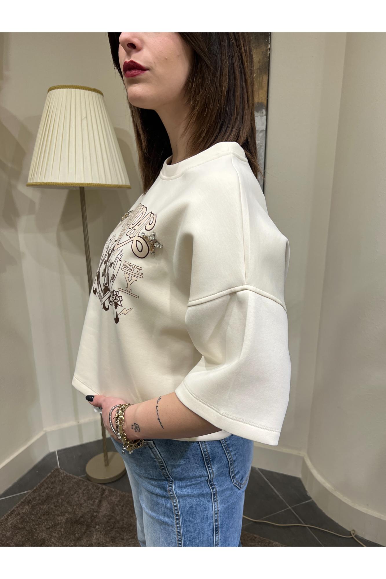 SUSY MIX Felpa con scritta Susy mix Panna