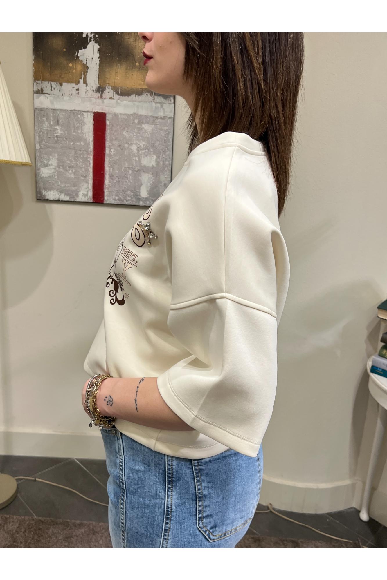 SUSY MIX Felpa con scritta Susy mix Panna