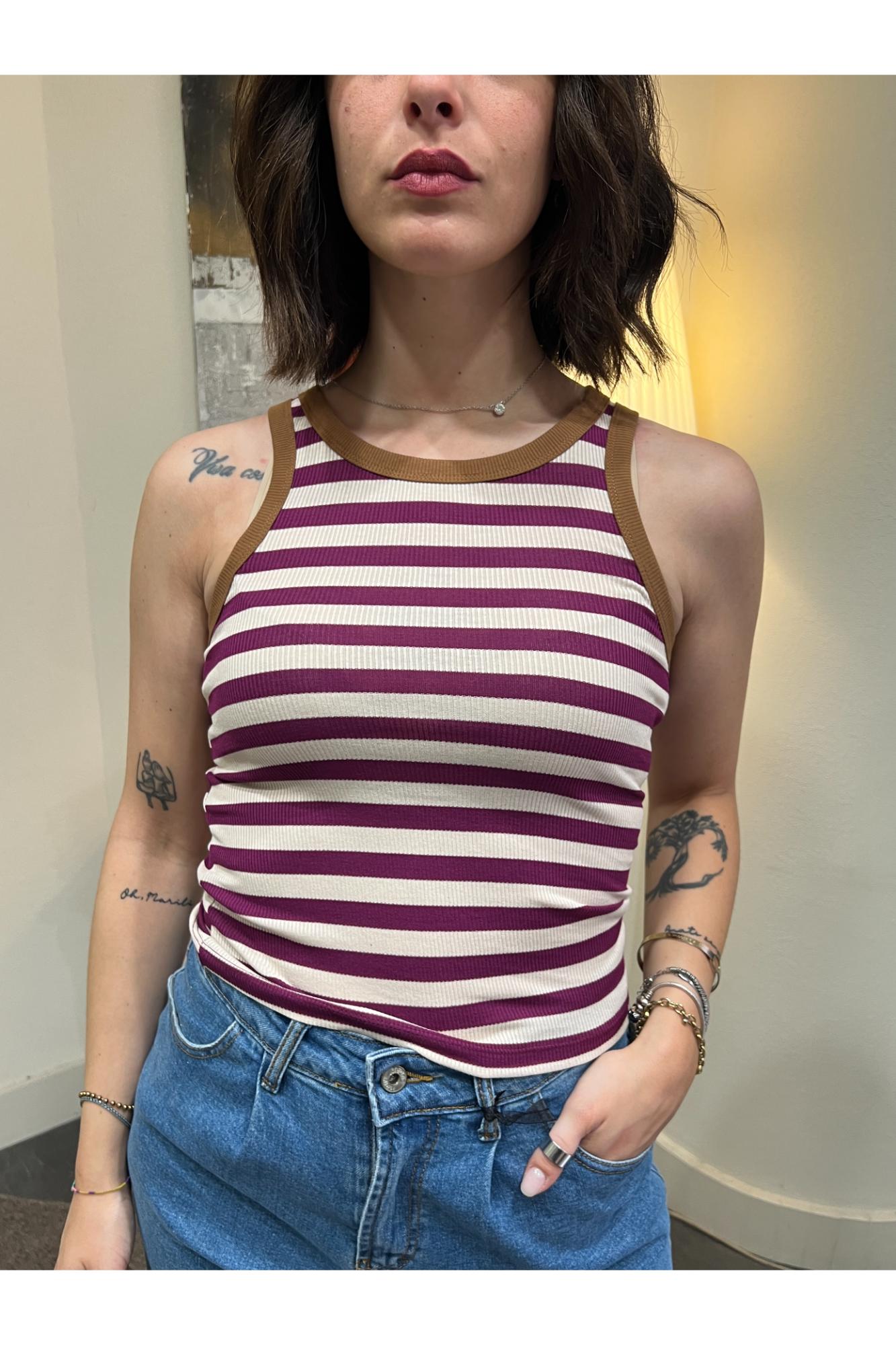 SUSY MIX Canottiera a coste rigata Susy mix Viola