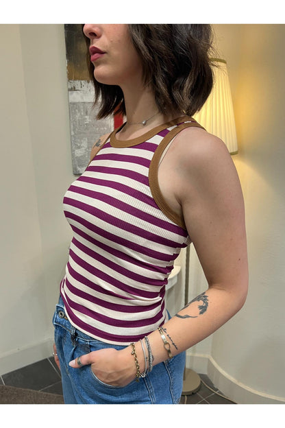 SUSY MIX Canottiera a coste rigata Susy mix Viola
