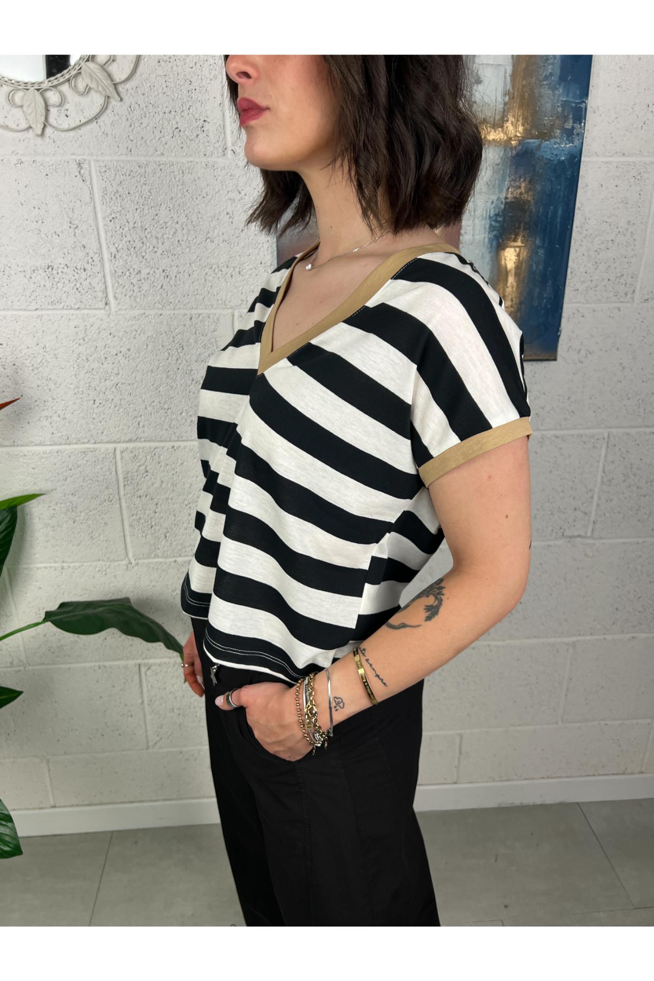 SUSY MIX Maglia rigata a v Susy mix Nero