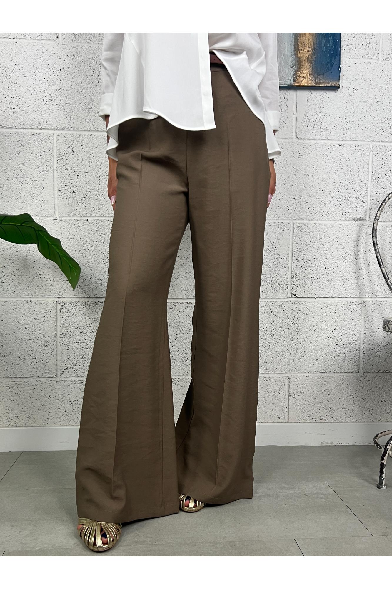 SUSY MIX Pantalone palazzo base Susy mix Cioccolato