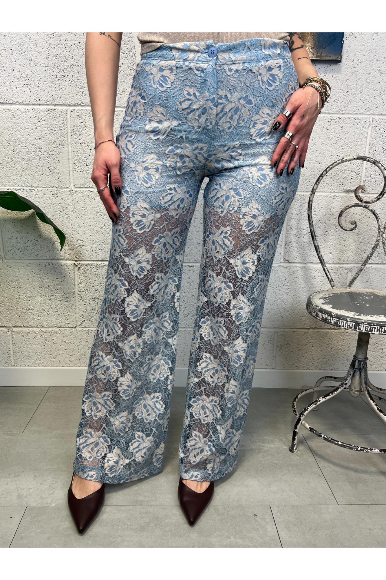 SUSY MIX Pantalone di pizzo Susy mix Cielo