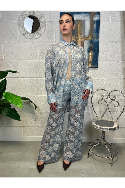 SUSY MIX Pantalone di pizzo Susy mix Cielo