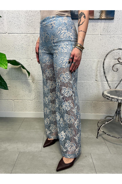 SUSY MIX Pantalone di pizzo Susy mix Cielo