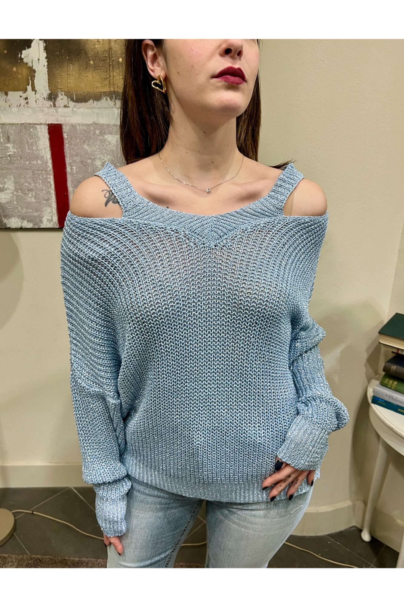 SUSY MIX Maglia con lurex Susy mix Celeste