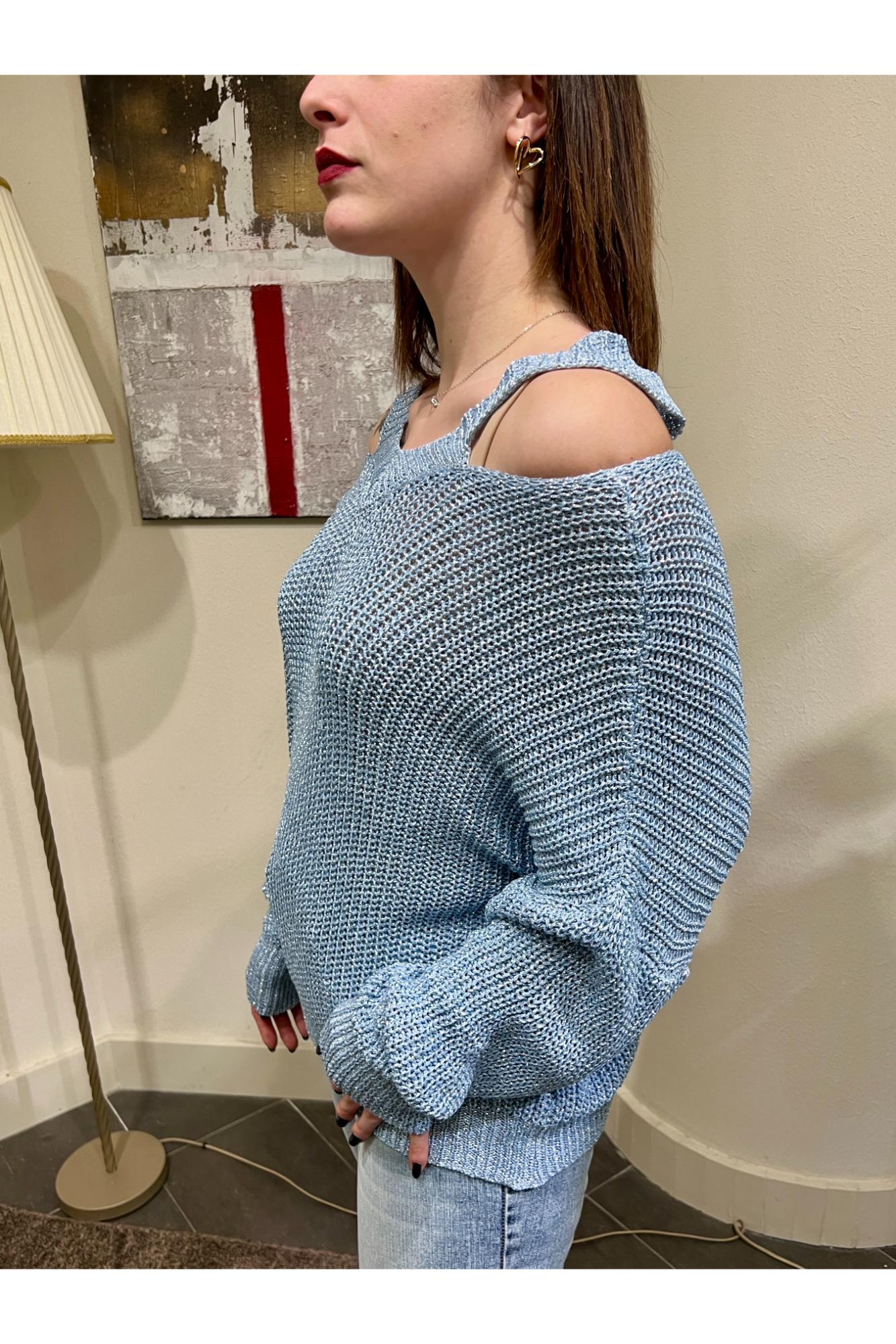 SUSY MIX Maglia con lurex Susy mix Celeste