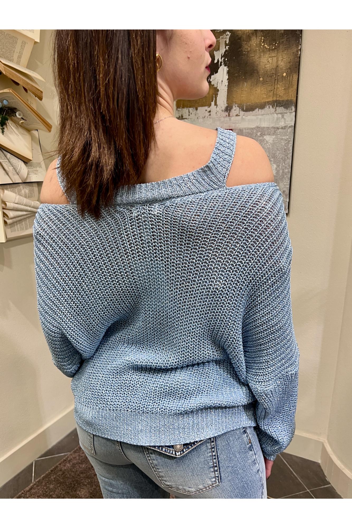 SUSY MIX Maglia con lurex Susy mix Celeste