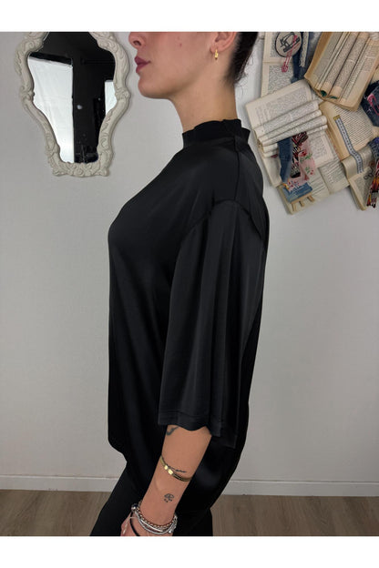 DIXIE Maglia a lupetto in satin Dixie Nero