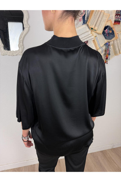 DIXIE Maglia a lupetto in satin Dixie Nero