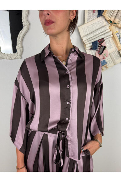 DIXIE Camicia rigata Dixie Lilla