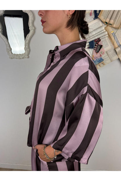 DIXIE Camicia rigata Dixie Lilla