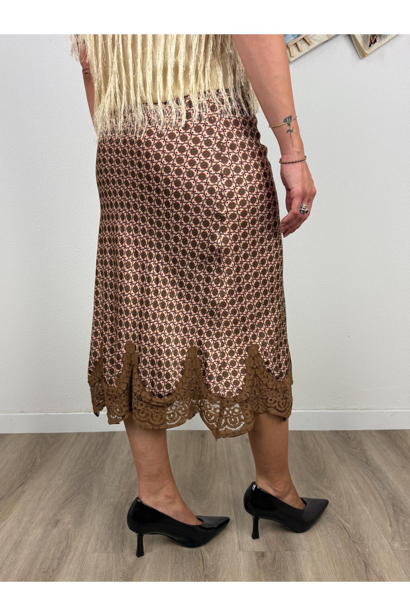 DIXIE Gonna fantasia con pizzo Dixie Cipria