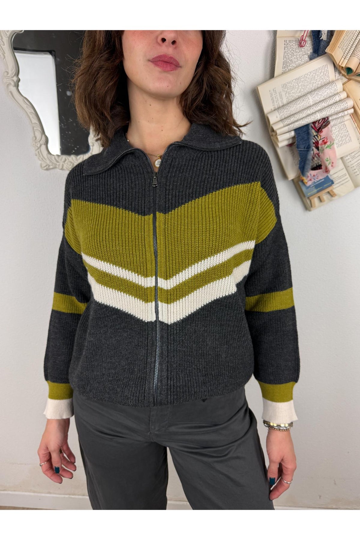 DIXIE Maglione con zipDixie Antracite