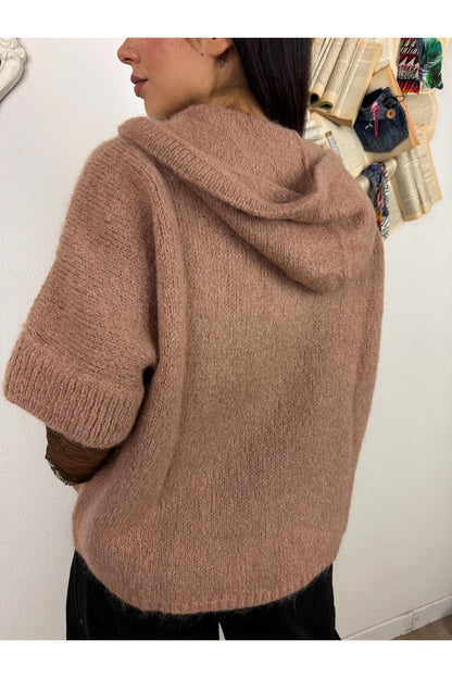 DIXIE Maglione con zip manica corta Dixie Biscotto