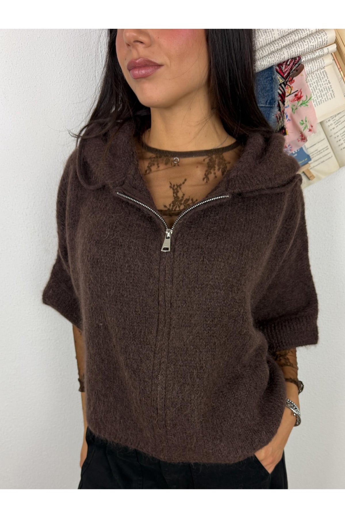 DIXIE Maglione con zip manica corta Dixie Moro