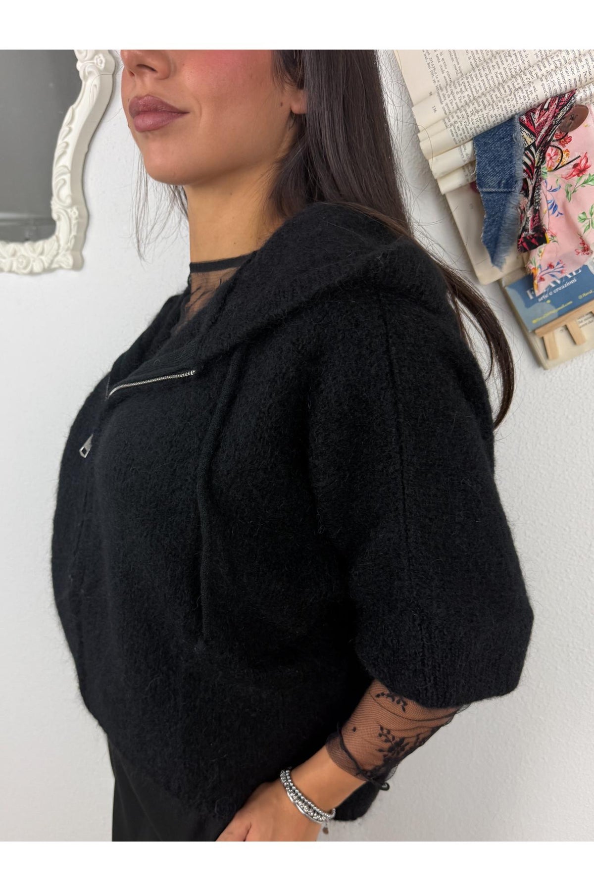 DIXIE Maglione con zip manica corta Dixie Nero