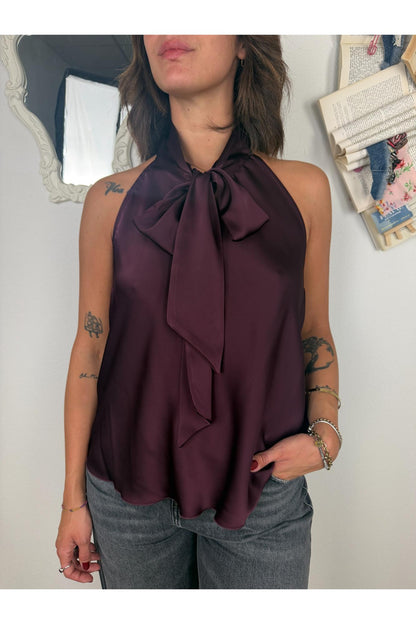 DIXIE Top con fiocco e fascia su schiena Dixie Bordeau