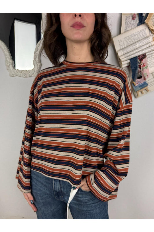 DIXIE Maglia rigata manica lunga Dixie Ruggine