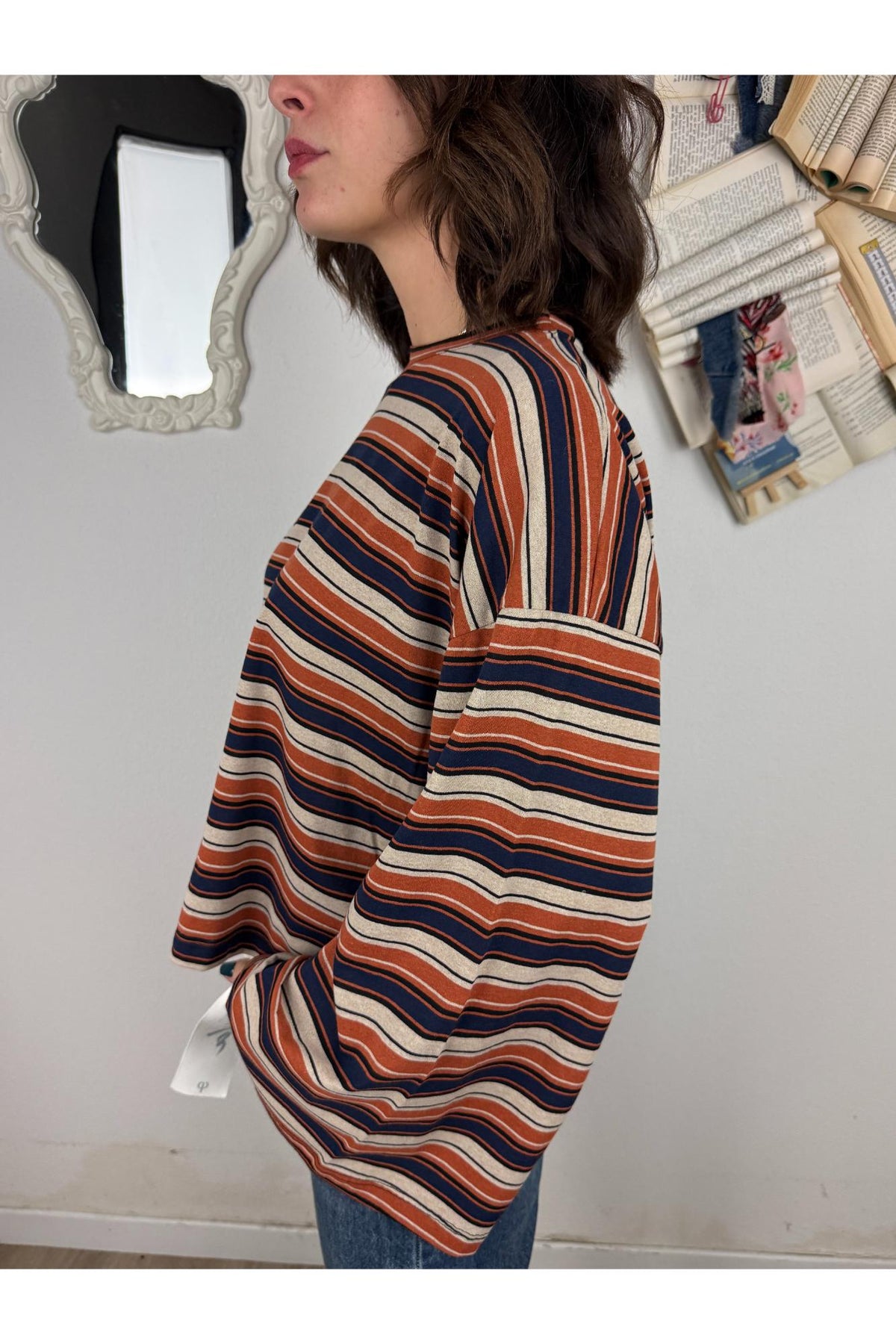 DIXIE Maglia rigata manica lunga Dixie Ruggine