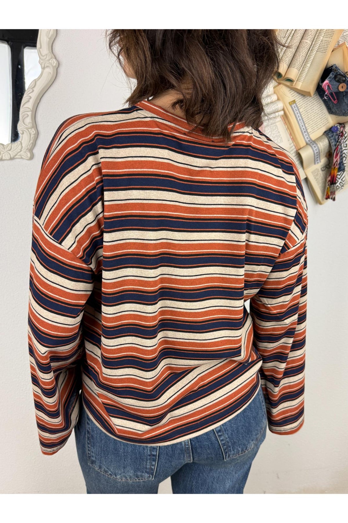 DIXIE Maglia rigata manica lunga Dixie Ruggine