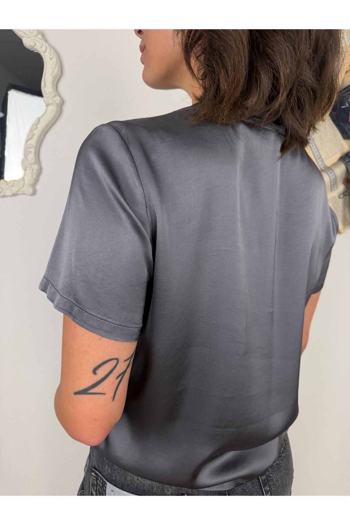 DIXIE Dixie- Maglia manica corta girocollo Fumo