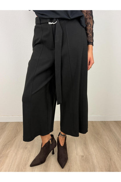 IMPERIAL Pantalone corto a palazzo con cinta Imperial Nero