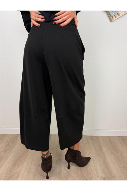 IMPERIAL Pantalone corto a palazzo con cinta Imperial Nero