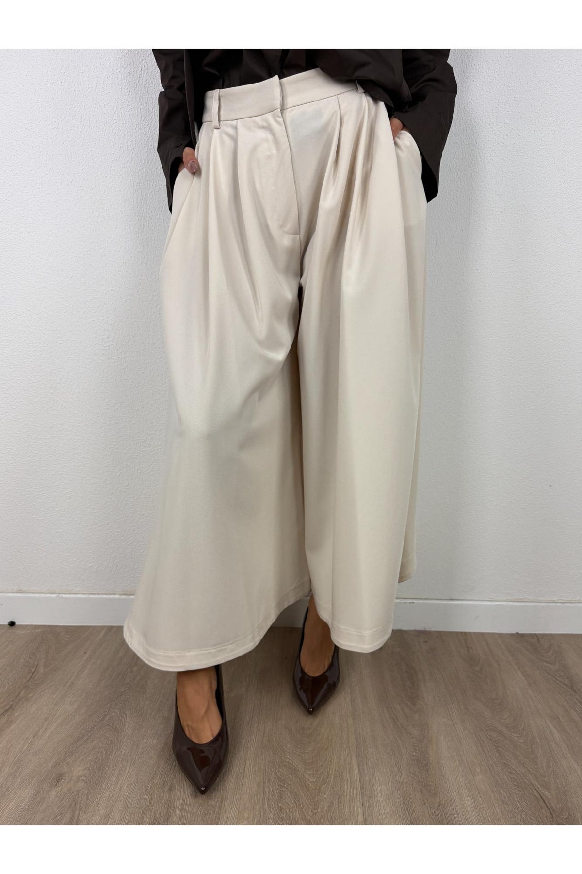 IMPERIAL Pantalone palazzo corto Imperial Marmo